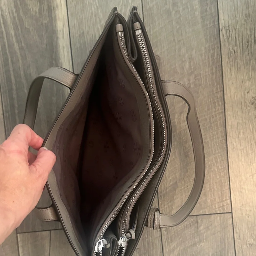 Tory Burch Gray Leather Tote - Picture 4 of 9
